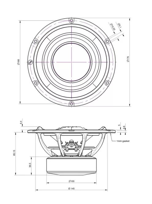 6.5X08-NFA-01 - Purifi Ultra Low Distortion Extended Woofer 6.5" 8Ω