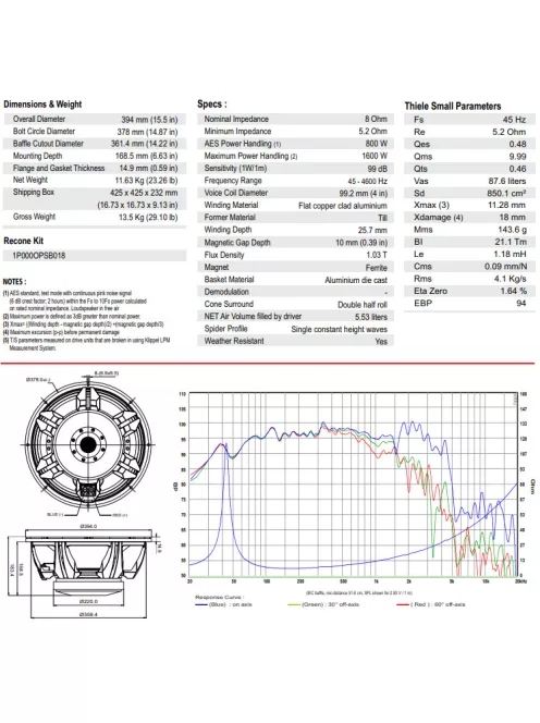 ROSSO-15SW800 Subwoofer