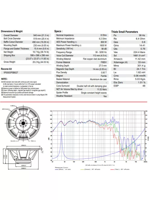ROSSO-21SW800 Subwoofer