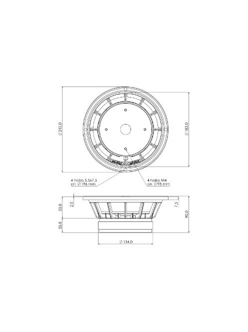 SICA 8 C 2 CP Koaxiális, magassugárzó meghajtó nélkül