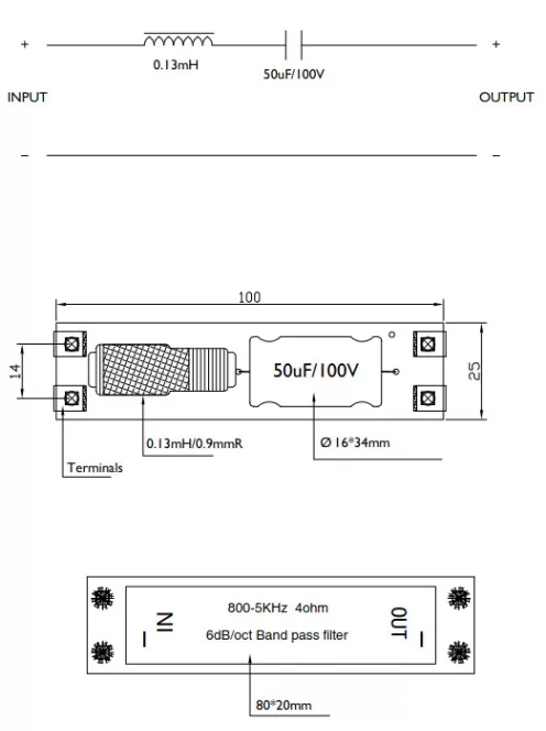 Band Pass Crossover | 800 Hz-5 kHz | 4 Ohm