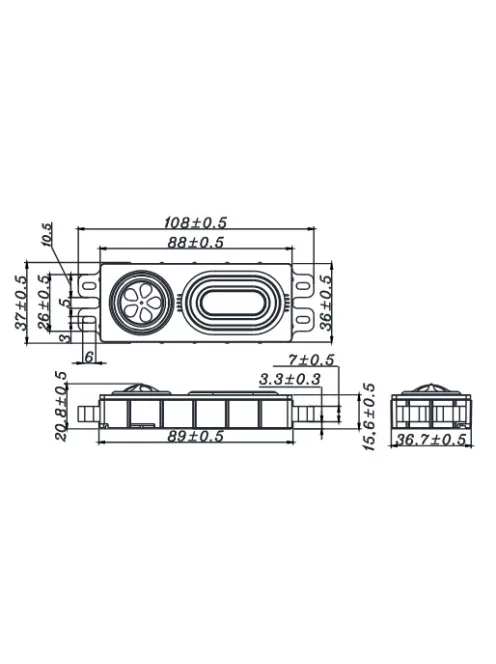 T1-1931S Speaker Module | 89 x 36,5 mm | 1" PP. rectangle full range module